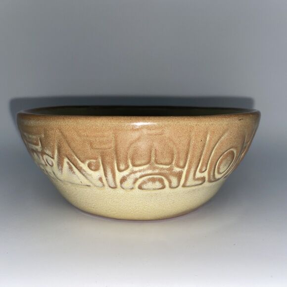 Vtg Frankoma Pottery Maya-Aztec Soup Bowl Woodland Moss Glaze - Picture 4 of 11